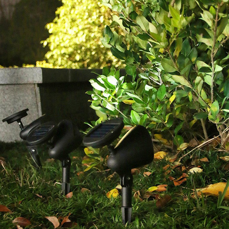 Lampa Solarna Ogrodowa LED Wbijana Kierunkowa Reflektor z Czujnikiem Zmierzchu Czarna IP44