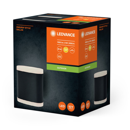 Lampa Ogrodowa Zewnętrzna Kinkiet Elewacyjny LED 9W 700lm 3000K IP44 Szary Endura Ledvance