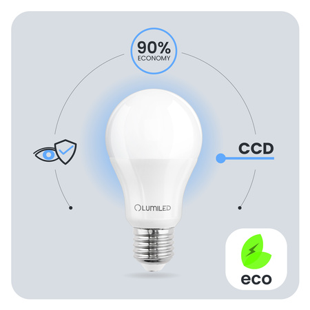 6x Żarówka LED E27 A60 13W = 100W 1521lm 3000K Ciepła 260° LUMILED