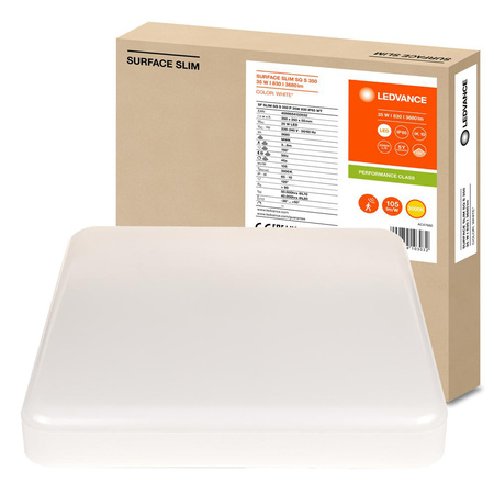 Panel LED Oprawa Lampa Sufitowa 35W 3680lm 3000K Ciepła z Czujnikiem Ruchu Zmierzchu Natynkowa Biały 35x35cm Surface Ledvance