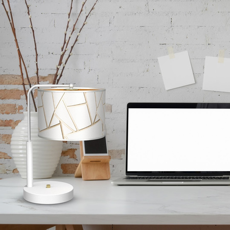 Lampka Biurkowa Stołowa LED ZIGGY Biała/Złota 1xE27 Milagro