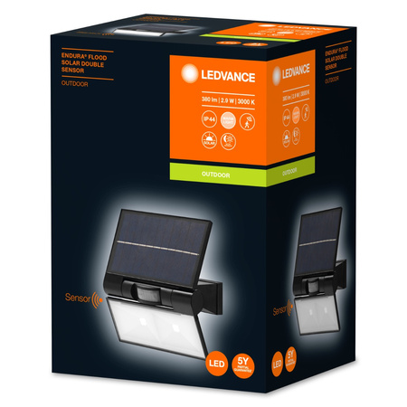 Lampa Solarna Ogrodowa Zewnętrzna Kinkiet Elewacyjny LED 2.9W 380lm 3000K IP44 Szary Z Czujnikiem Ruchu Endura Ledvance
