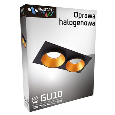 Oprawa podtynkowa podwójna SPOT 2x GU10 prostokątna czarna złota