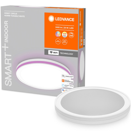 Plafon LED Lampa Oprawa Natynkowa 28W 900lm RGB CCT z Podświetleniem Ściemnialna 46cm Biały SMART+ WiFi Orbis Ledvance