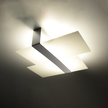 Lampa Sufitowa Kinkiet 2x E27 Prostokątna Chrom Biała Nowoczesna Massimo Sollux