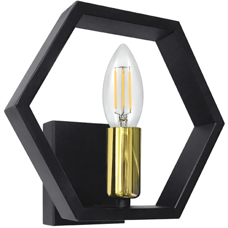 Kinkiet Ścienny Lampa Oprawa Natynkowa E14 Czarny Złoty Honey Sanico Goldlux