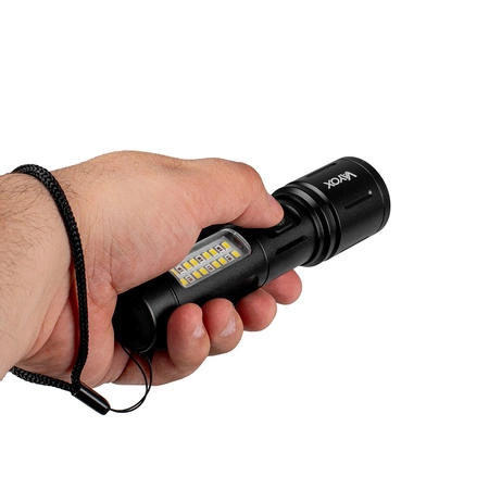 Latarka Akumulatorowa LED Taktyczna 5W 260lm Lampka Ręczna Mocna + SMD VA0184 VAYOX