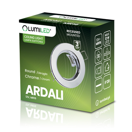 Oprawa Halogenowa Podtynkowa Okrągła Chrom GU10 MR16 ARDALI LUMILED