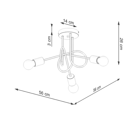 Lampa Sufitowa Oprawa Natynkowa Wisząca Zwis 3x E27 Żyrandol Nieregularna Naturalne Drewno Minimalistyczna Ember Sollux