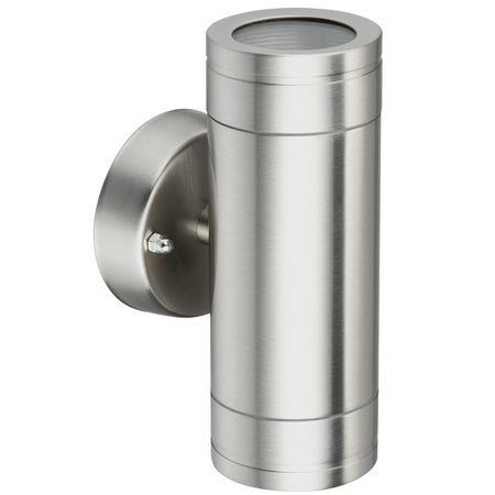 Kinkiet Ogrodowy Lampa Elewacyjna góra dół LED 2xGU10 OLIMP Podwójna Srebrna - GOLDLUX (Polux)