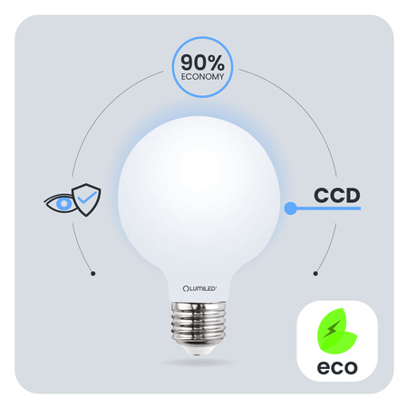 Zestaw 3x Żarówka LED E27 G95 8W = 75W 4000K Neutralna Globe Mleczny Filament LUMILED