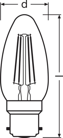 Żarówka LED B35 B22d 4W = 40W 470lm 2700K Ciepła Biała FILAMENT LEDVANCE