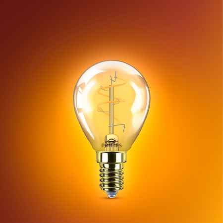 Żarówka LED E14 Kulka P45 3W = 25W 250lm 2200K Ciepła 300° FILAMENT Vintage Bursztynowa Ściemnialna Decorative Philips