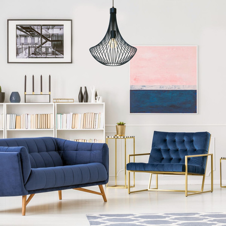 Lampa Wisząca Sufitowa CESTA Granatowa Niebieska 1xE27 Milagro