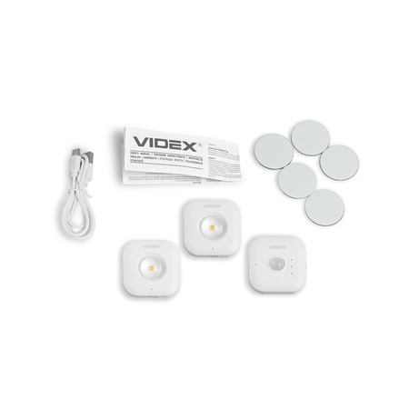 Lampki LED Bezprzewodowe Schodowe z Czujnikiem 1W 70lm CCT 90° 750mAh Biała VIDEX