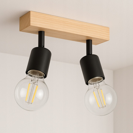 Lampa Sufitowa Spot Tuba Reflektor Oprawa Halogenowa 2x E27 Ruchomy Czarny Brązowy Eos Masterled