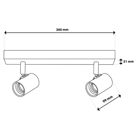 Lampa Sufitowa SPOT TUBA Reflektor Oprawa Halogenowa 2x E27 GLASA LUMILED