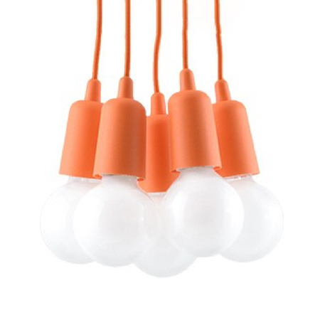 Lampa Sufitowa Wisząca Zwis 5x E27 Nieregularna pomarańczowy Nowoczesna Diego Sollux
