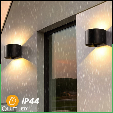 Kinkiet Ogrodowy Elewacyjny LED G9 Regulowany Okrągły Góra Dół Czarny PYXIS LUMILED