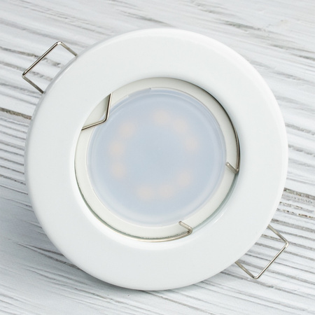 Oprawa HALOGENOWA Podtynkowa Stała Okrągła Biała Blacha GU10 MR16