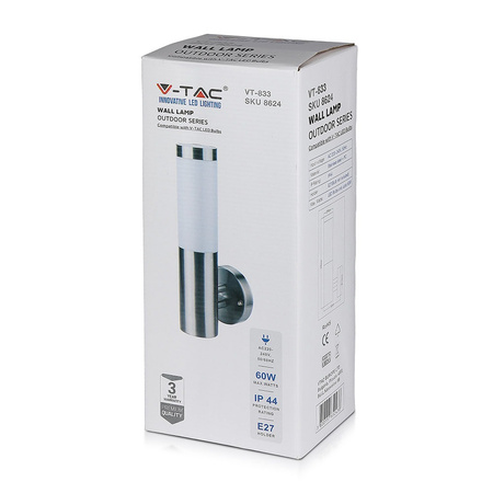 Lampa Ogrodowa Oprawa Elewacyjna Kinkiet E27 Mleczny klosz VT-833 V-TAC