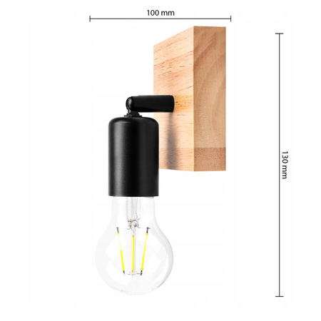 Lampa Ścienna Reflektor Kinkiet Spot E27 Ruchomy Czarny Brązowy Eos Masterled