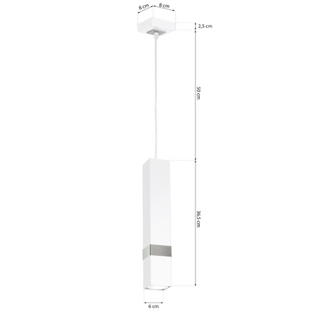 Lampa wisząca Tuba Zwis VIDAR Biały + srebrny 1x GU10 Milagro Metal Styl nowoczesny