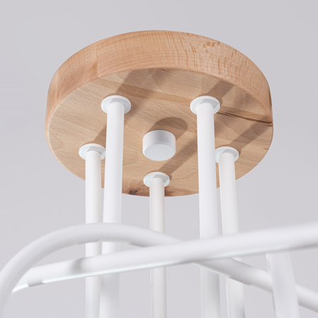 Lampa Sufitowa Żyrandol Pająk Wisząca 5x E27 Naturalne Drewno Biała Ember Peach Puff SL.1475 Sollux