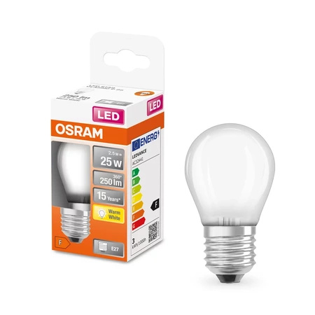 Żarówka LED E27 P45 2,5W = 25W 250lm Ciepła 300° Filament OSRAM STAR