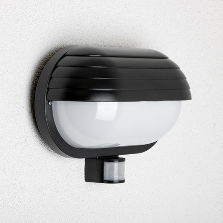 Lampa Ogrodowa Kinkiet Elewacyjny FRODA E27 IP44 z Czujnikiem PIR Czarna