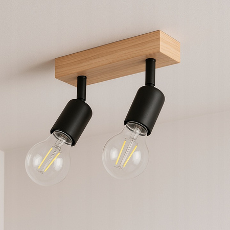 Lampa Sufitowa Spot Tuba Reflektor Oprawa Halogenowa 2x E27 Ruchomy Czarny Brązowy Eos Masterled