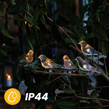 Girlanda Solarna Ogrodowa Łańcuch Świetlny Ptaki Na Klips 3,2m IP44 Ciepła
