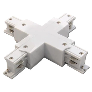 Łącznik Poczwórny Krzyżowy do Listw Szynowych Trójfazowych Biały