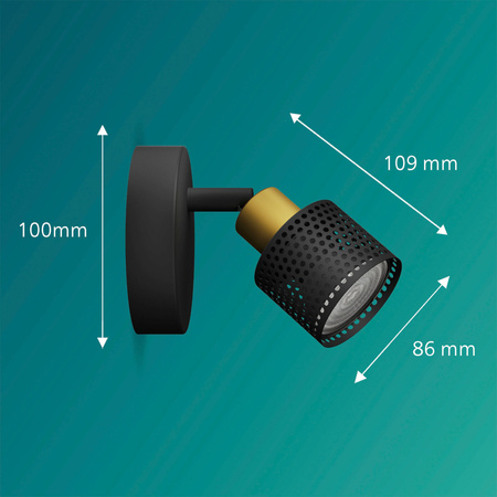 Lampa Ścienna Sufitowa Kinkiet GU10 LED Czarna-Miedziana Niall Philips