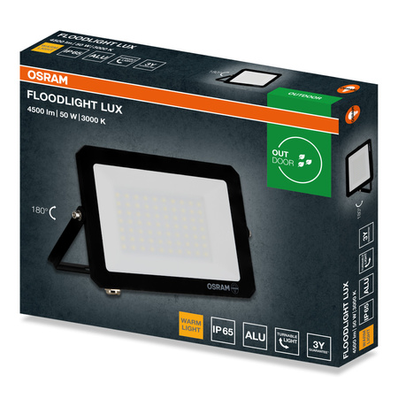 Naświetlacz LED Halogen Zewnętrzny Reflektor 50W 3000K 4500lm IP65 FLOODLIGHT LUX OSRAM