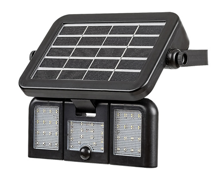 Naświetlacz LED Lampa Solarna Ogrodowa LUHULL 9,6W 4000K IP44 Ruchoma z Czujnikiem Ruchu Czarna RABALUX