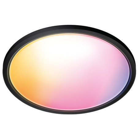Plafon LED Lampa Sufitowa Natynkowa 32W 3750lm 2700-6500K RGB + TW 54.5cm Czarna Okrągła Inteligentna SMART WiFi Bluetooth Aplikacja Superslim WiZ