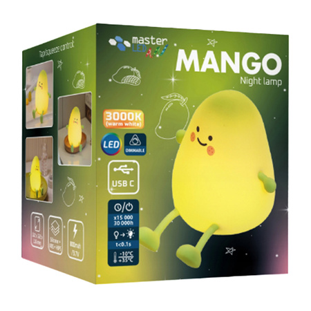 Lampka Nocna LED Biurkowa Stołowa Dziecięca 1W 15lm 3000K Ciepła 360° Zielony Mango Masterled