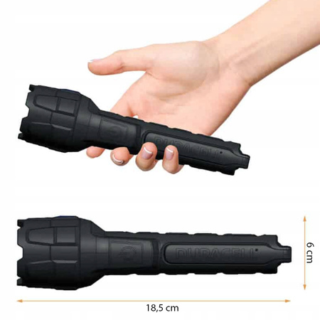 Latarka Gumowa LED Ręczna Taktyczna Bateryjna 2xAA 100lm DURACELL