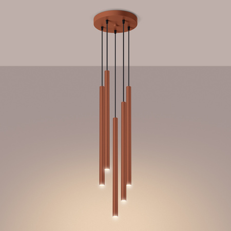 Lampa Wisząca Sufitowa Zwis Tuba Spot 5x G9 Ochra Czerwona Pastelo Ocean Green SL.1528 Sollux