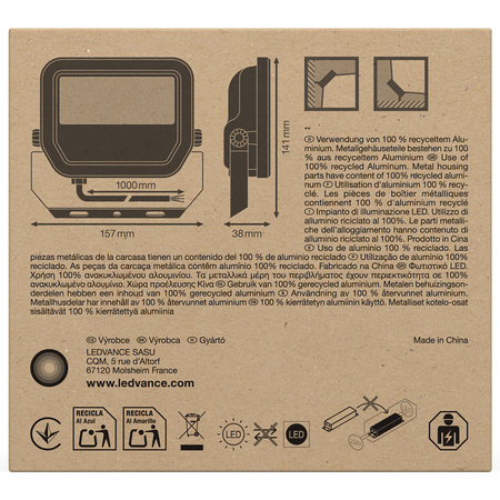 Naświetlacz LED Reflektor Zewnętrzny Lampa 17W 2200lm 3000K IP66 Czarny Floodlight Ledvance