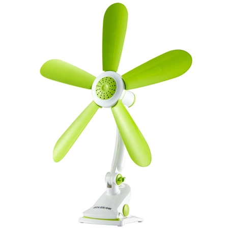 Wentylator Biurkowy Cyrkulator Powietrza Wiatrak Stołowy Stojący 50cm 7W Biało-Zielony + Klips