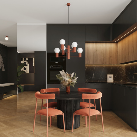 Lampa Wisząca Żyrandol 6x G9 Aluminiowa Ochra czerwona Halo French Sky SL.1833 Sollux