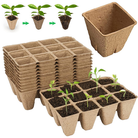 Zestaw 10x Paletka Torfowa 3x4 15,5 x 11,5 cm do Rozsady Wysiewu Pikowania Na Sadzonki Biodegradowalne Kwadrat