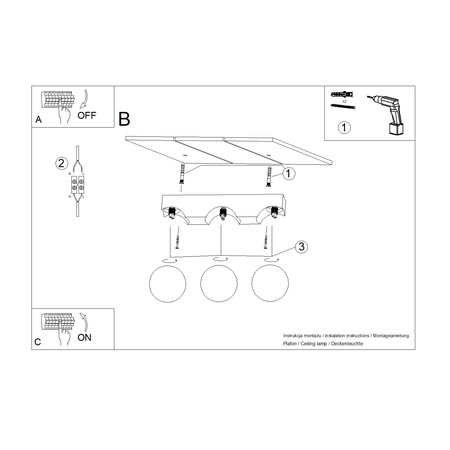 Lampa Sufitowa 3x G9 Naturalne Drewno BULBO Peach Puff SL.1684 Sollux
