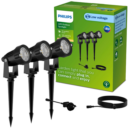 Zestaw 3x Lampa Ogrodowa LED CAPER GardenLink Przyścieżkowa Zewnętrzna 1,5W 24V 2700K IP44 Ruchoma Wbijana PHILIPS