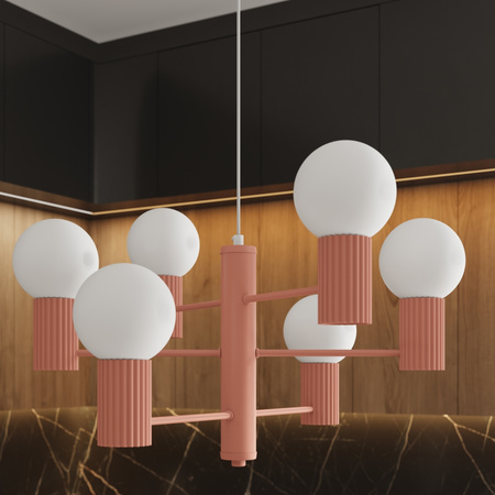 Lampa Wisząca Żyrandol 6x G9 Aluminiowa Brzoskwiniowa Halo French Sky SL.1838 Sollux