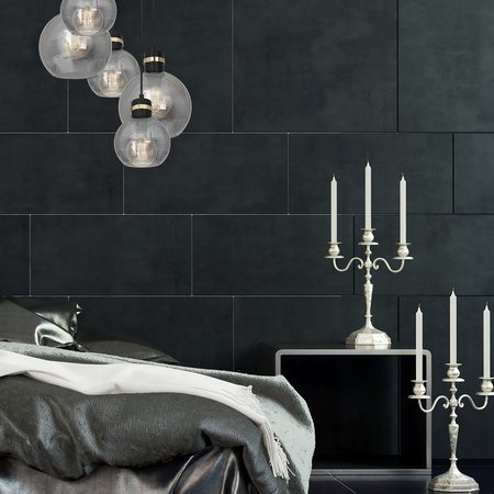 Lampa wisząca OMEGA 5xE27 Koło Przydymione Szkło Kula MLP6534 Milagro Metal + Szkło