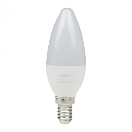 Żarówka LED Świeczka B37 E14 5W 450lm 6500K Zimna Ecolight