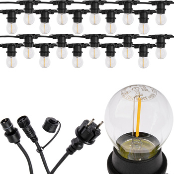 Girlanda Ogrodowa Zewnętrzna Łańcuch Świetlny 10m 20xE27 LED 1,3W Kobi